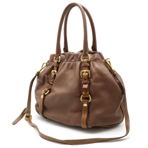 Prada Handbag 2WAY Brown Crossbody Leather - Picture 1 of 9